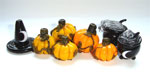 Messy Pumpkin for 3 pumpkins on left & Messy Creamsicle for 2 pumkins on right