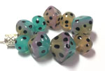 CiM Ice Mint, Summer Haze and just a bit of Heather. Each was dotted with Double Helix Oracle Black.