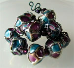 Messy Leaky Pen & Simply Berry with effetre white & iris gold stringers