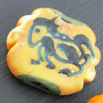 Cake Batter cave painting bead, lightly etched