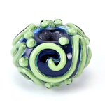 Prussian Blue and Prairie Grass, paired with Effetre Light Emerald and Effetre Light Blue
