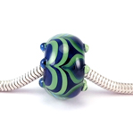 Prussian Blue and Prairie Grass, paired with Effetre Light Emerald and Effetre Light Blue