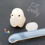 CiM Spooky:  "I made the ghost with lots of heating and cooling to see if the glass would strike .. but no sign. The plain spacer bead etched beautifully and looks semi translucent."